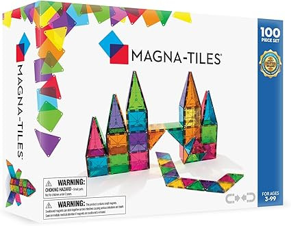 MAGNA-TILES Classic 100-Piece Magnetic Construction Set, The ORIGINAL Magnetic Building Brand, Ra... | Amazon (UK)