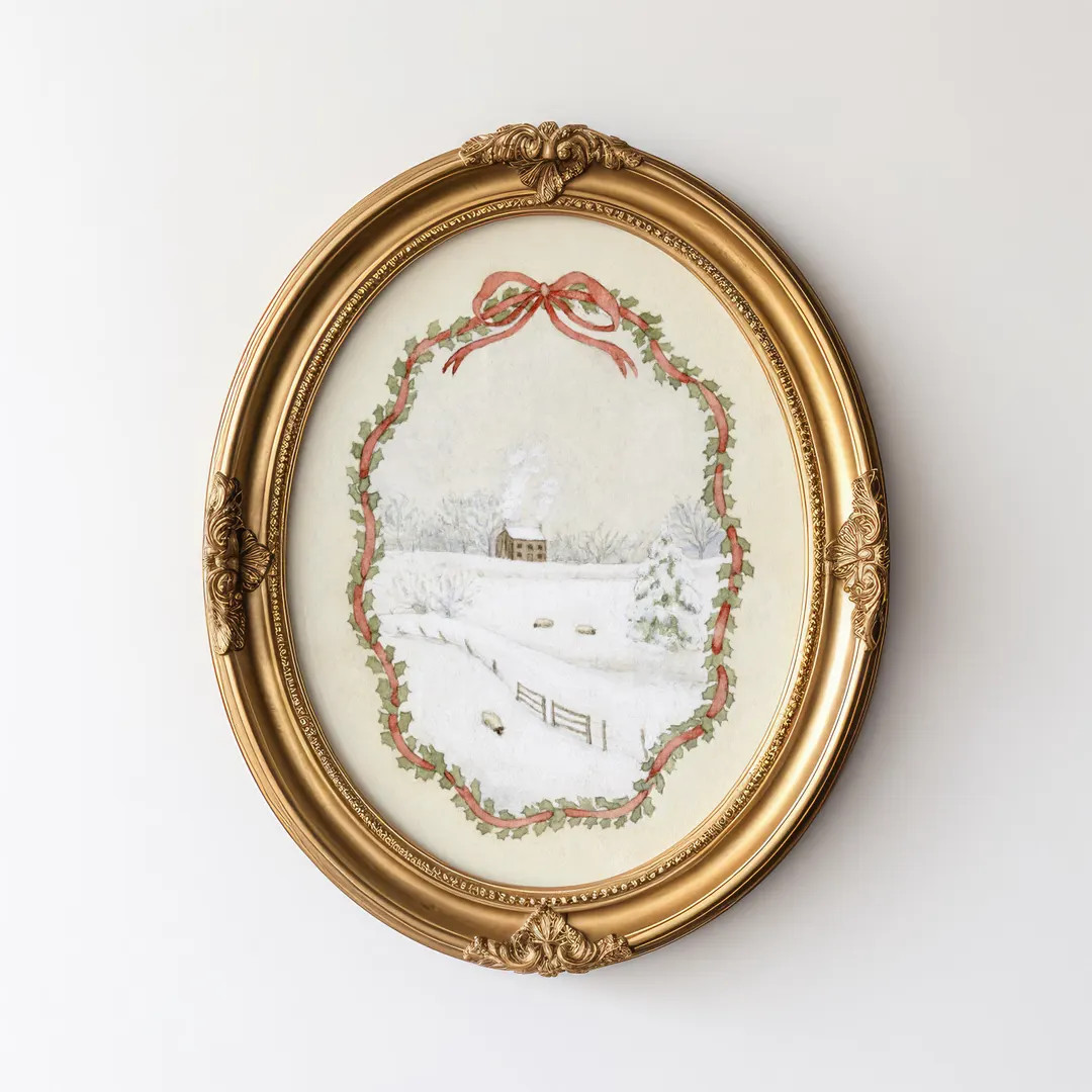 Christmas Cottage Watercolor Print Christmas Wall Art Vintage Christmas Painting - Etsy | Etsy (US)