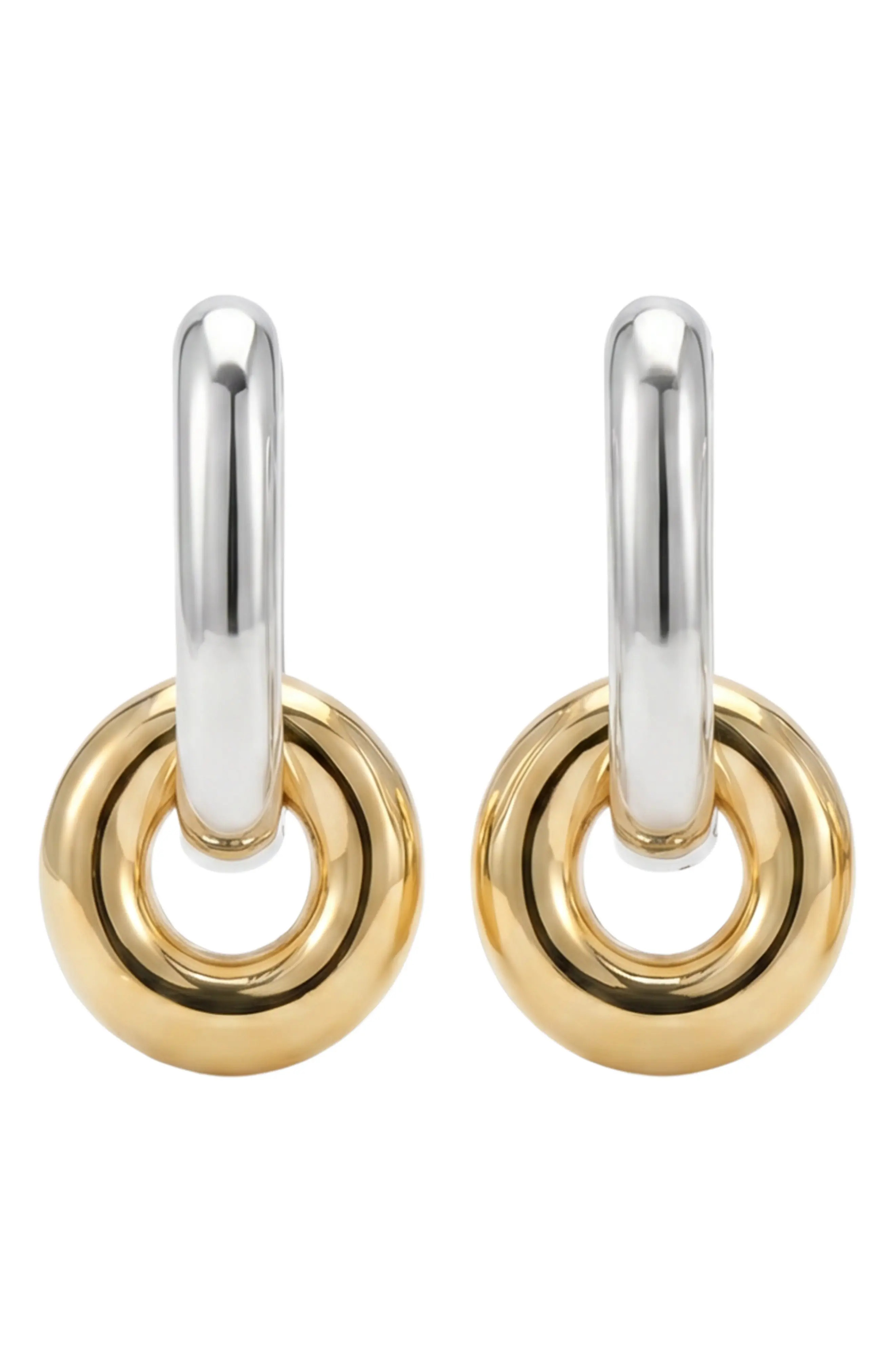 Two-Tone Drop Hoop Link Earrings (Women) | Nordstrom | Nordstrom