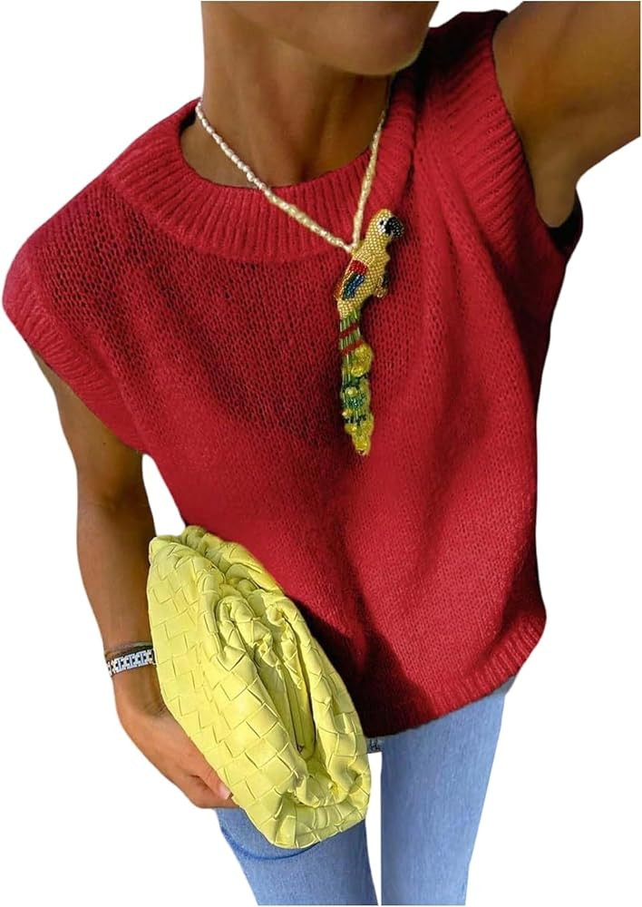 Verdusa Womens Sweater Vest Oversized Mock Neck Lightweight Sleeveless Furry Knit Tops 2025 Trend... | Amazon (US)