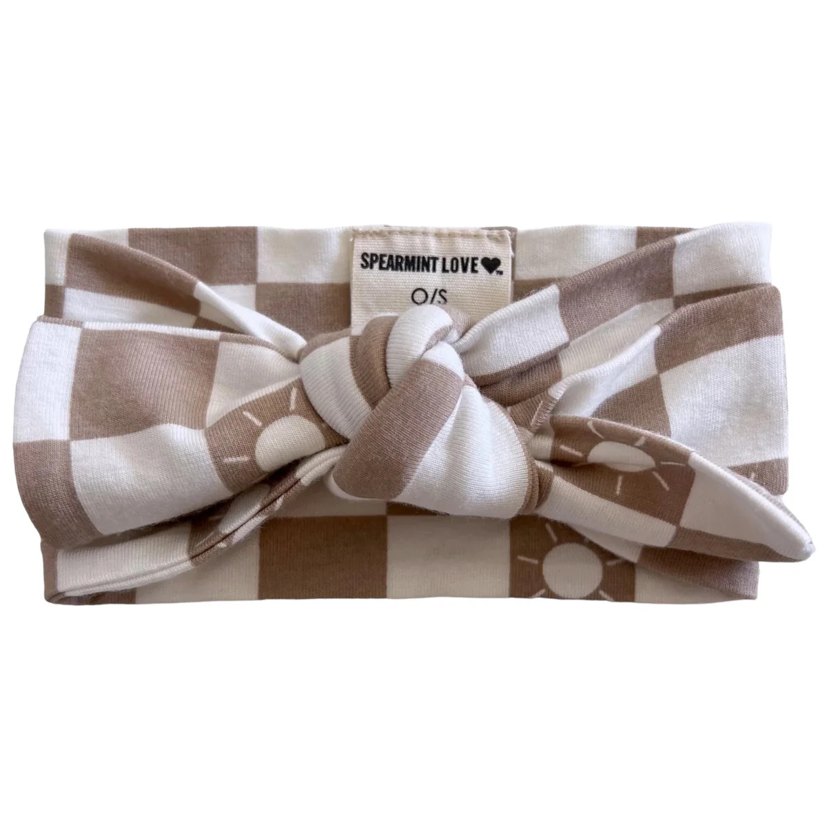 Knot Bow, Tan Sun Checkerboard | SpearmintLOVE