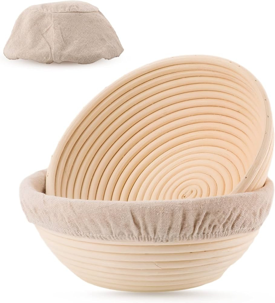 Joyyy Sourdough Bread Proofing Baskets with Liner, Dough Rising Ratten Bowl for Bread Making and ... | Amazon (US)