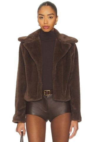 Payton Faux Fur Jacket in Dark Brown | Revolve Clothing (Global)