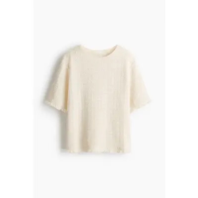 H&M Bouclé-knit Top With Fringe in Cream at Nordstrom, Size X-Small | Nordstrom
