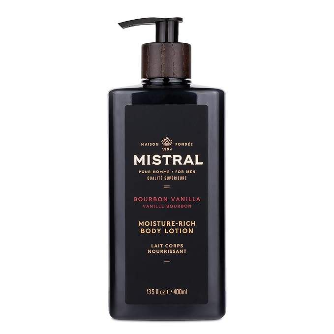 Mistral Bourbon Vanilla Body Lotion for Men | Moisture-Rich Body Cream | Fast-Absorbing Men’s L... | Amazon (US)