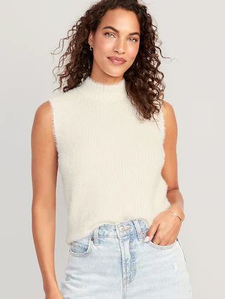 Mock-Neck Eyelash Sweater for Women | Old Navy (US)