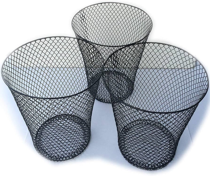 ESSENTIALS Wire Mesh Round Waste Basket | Trash Can Mesh Round Open Top Wastebasket | Recycling B... | Amazon (US)