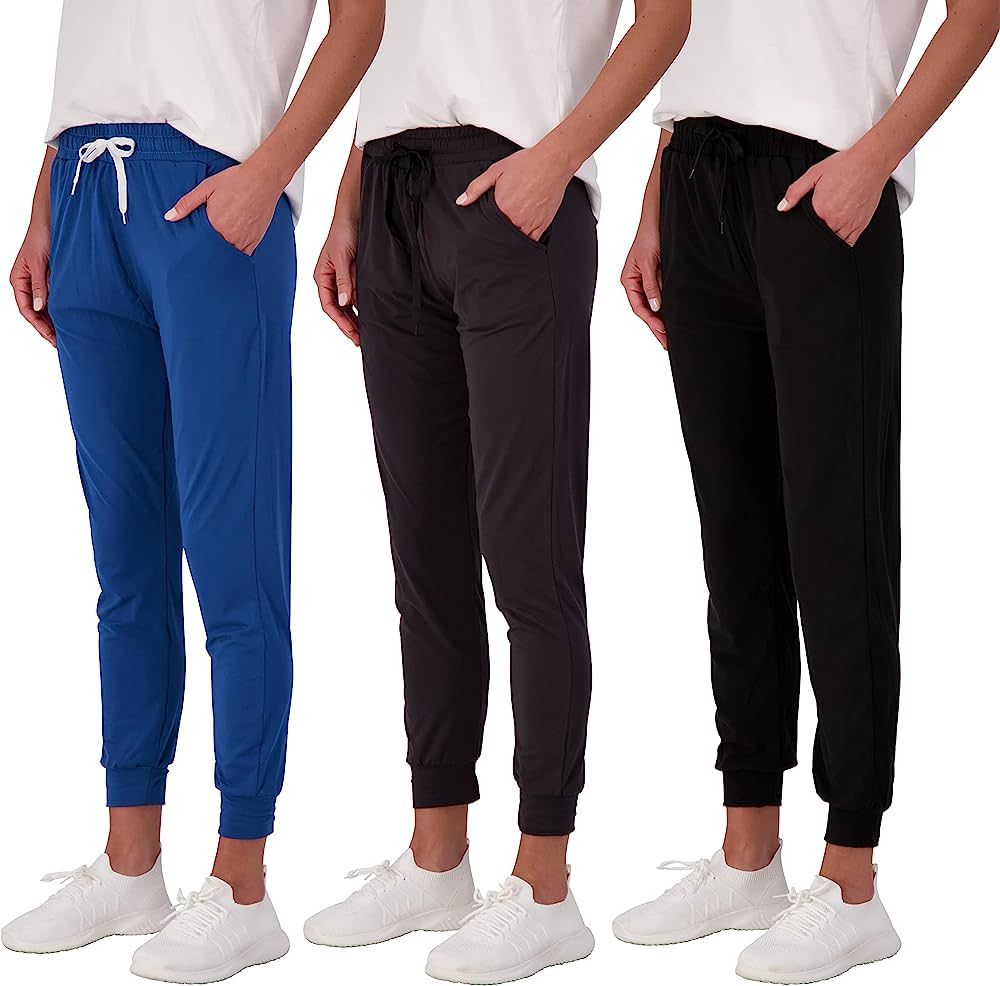 Real Essentials 3 Pack: Women's Ultra-Soft Lounge Joggers Athletic Yoga Pants with Pockets(Available | Amazon (US)