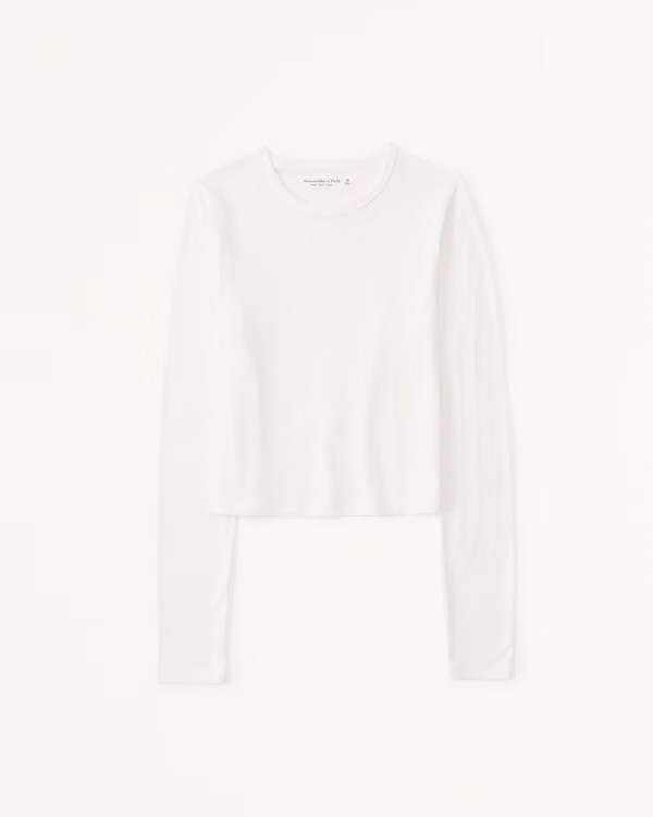 Women's Long-Sleeve Refined Cozy Crew Tee | Women's Tops | Abercrombie.com | Abercrombie & Fitch (US)