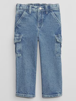 babyGap Wide-Leg Cargo Jeans with Washwell | Gap Factory