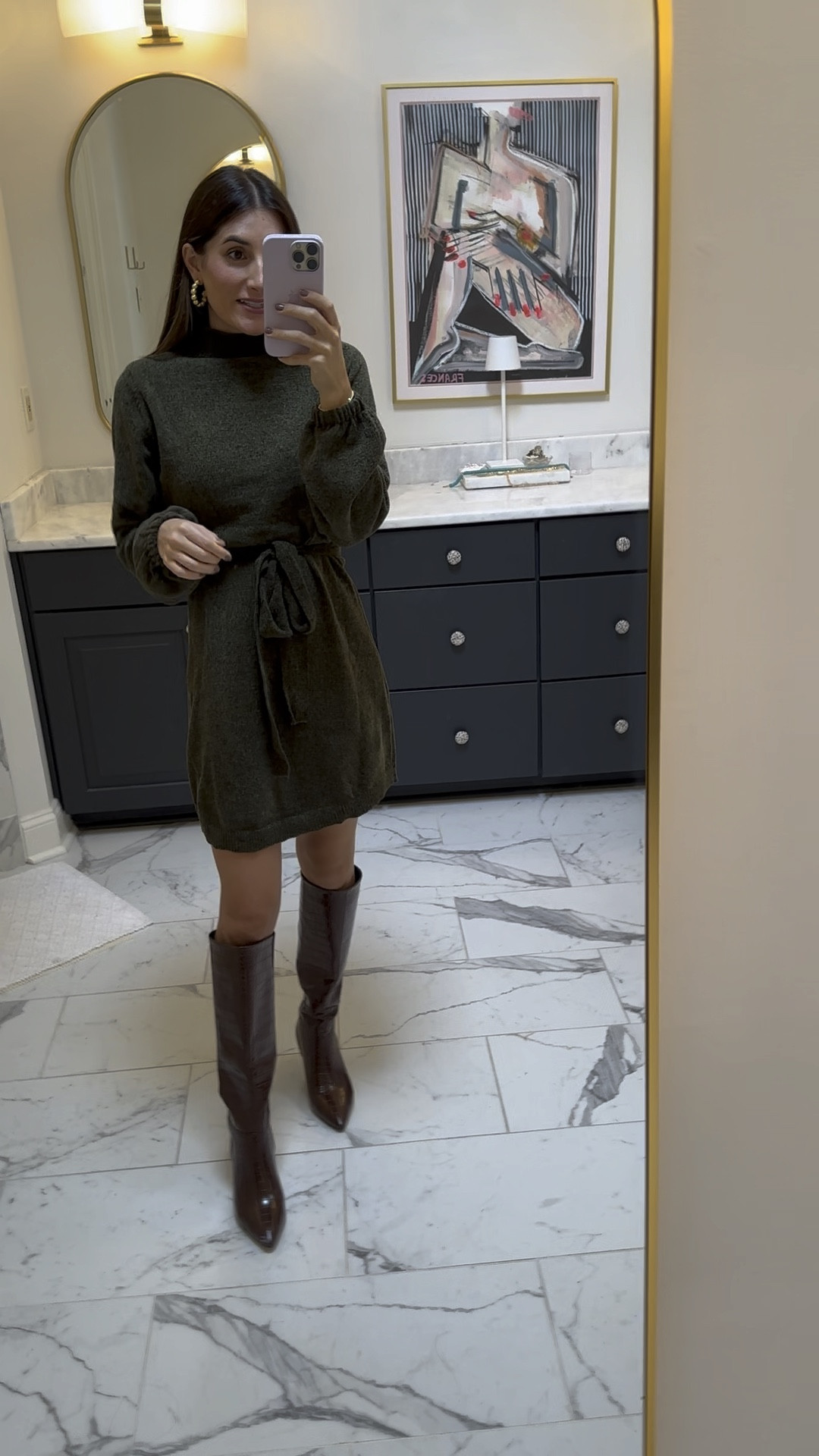 such a soft & cozy dress! color is army green & I’m wearing a small.  

#LTKVideo #LTKfindsunder100 #LTKfindsunder50