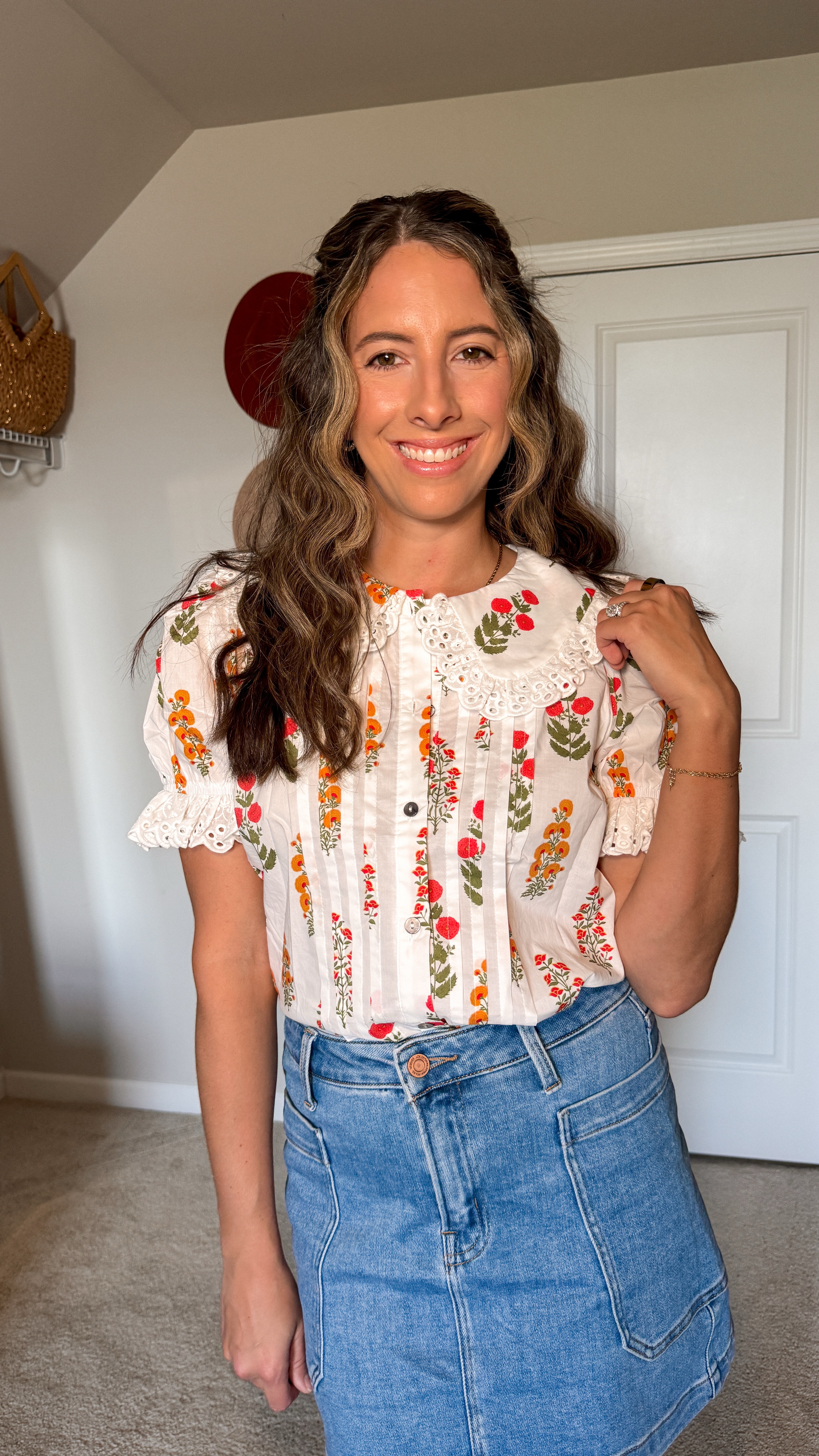 Such a fun and flattering floral top with lace detail around the sleeves and collar

#LTKFindsUnder100 #LTKSeasonal #LTKSummerEdit