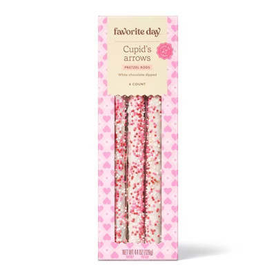 Valentine's White Chocolate and Sprinkles Dipped Pretzel Rods - 4.4oz - Favorite Day™ | Target