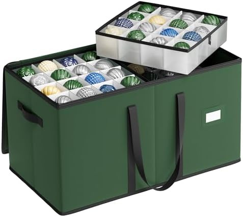 SONGMICS Christmas Ornament Storage Box, Dual Zippers, Stackable Christmas Storage Container with... | Amazon (US)