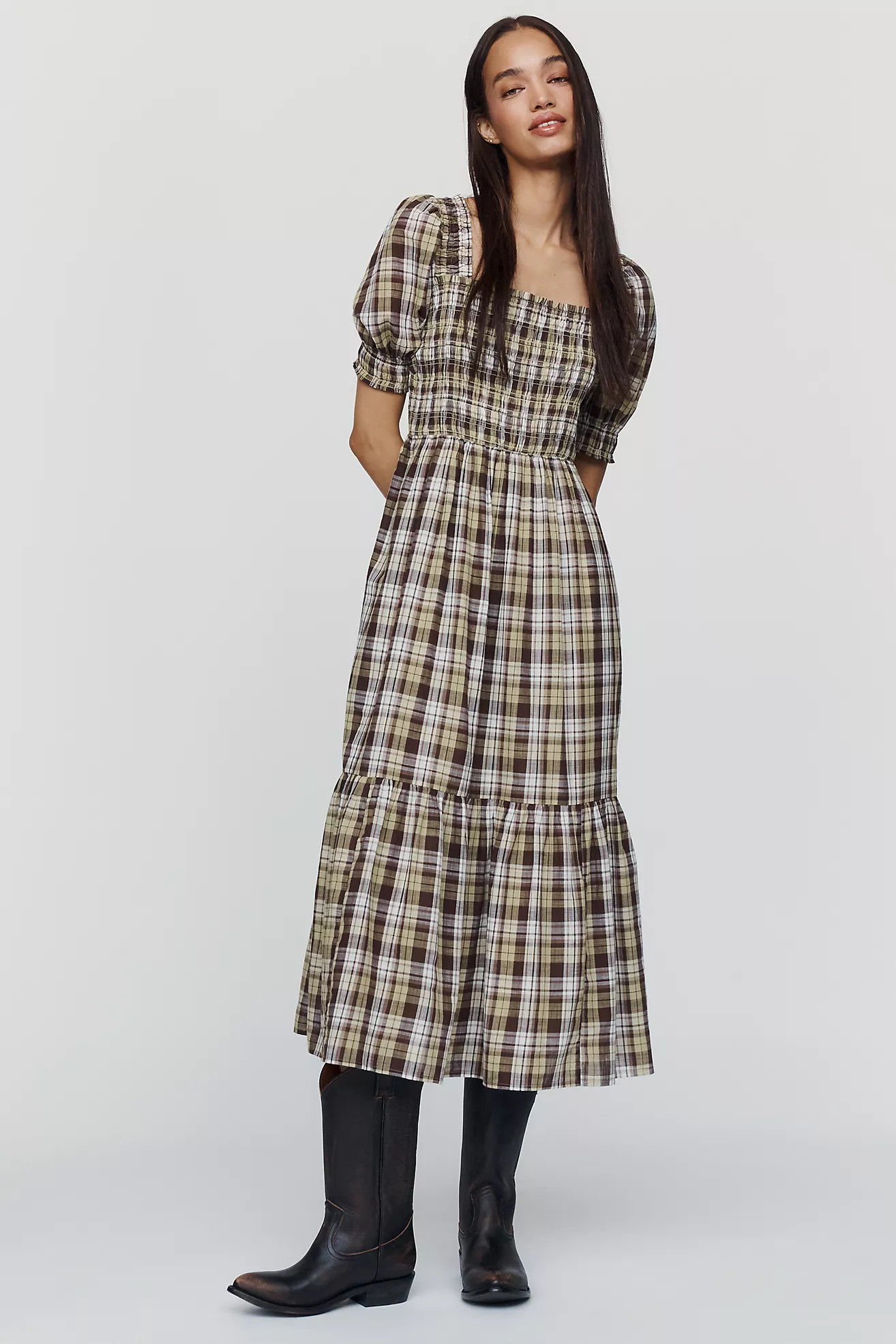 By Anthropologie Peregrine Puff-Sleeve Midi Dress | Anthropologie (US)