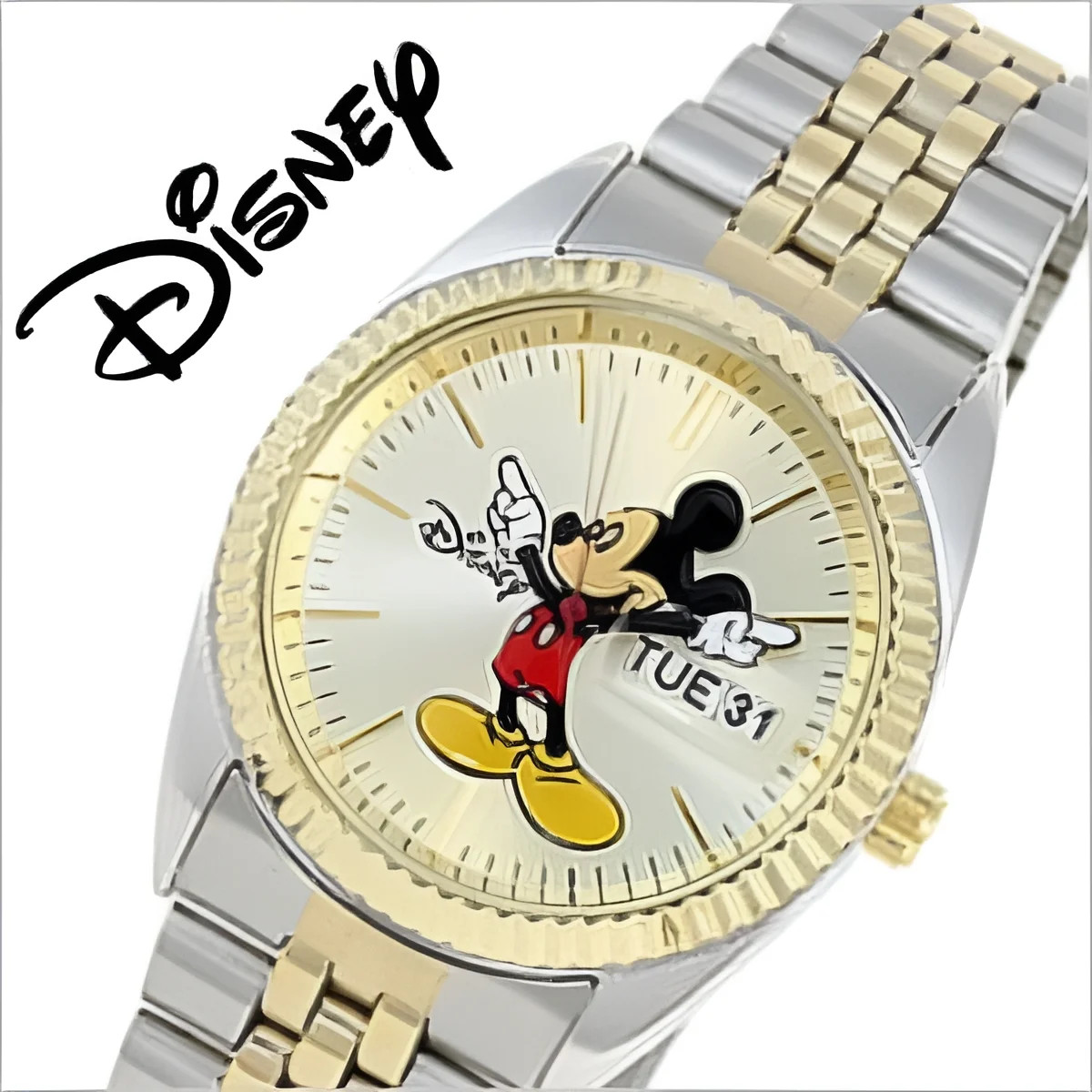 Disney by Timex Men's 19mm Two-Tone Stainless Steel Deployment Band Wristwatch, Gold & Silver - W... | Walmart (US)