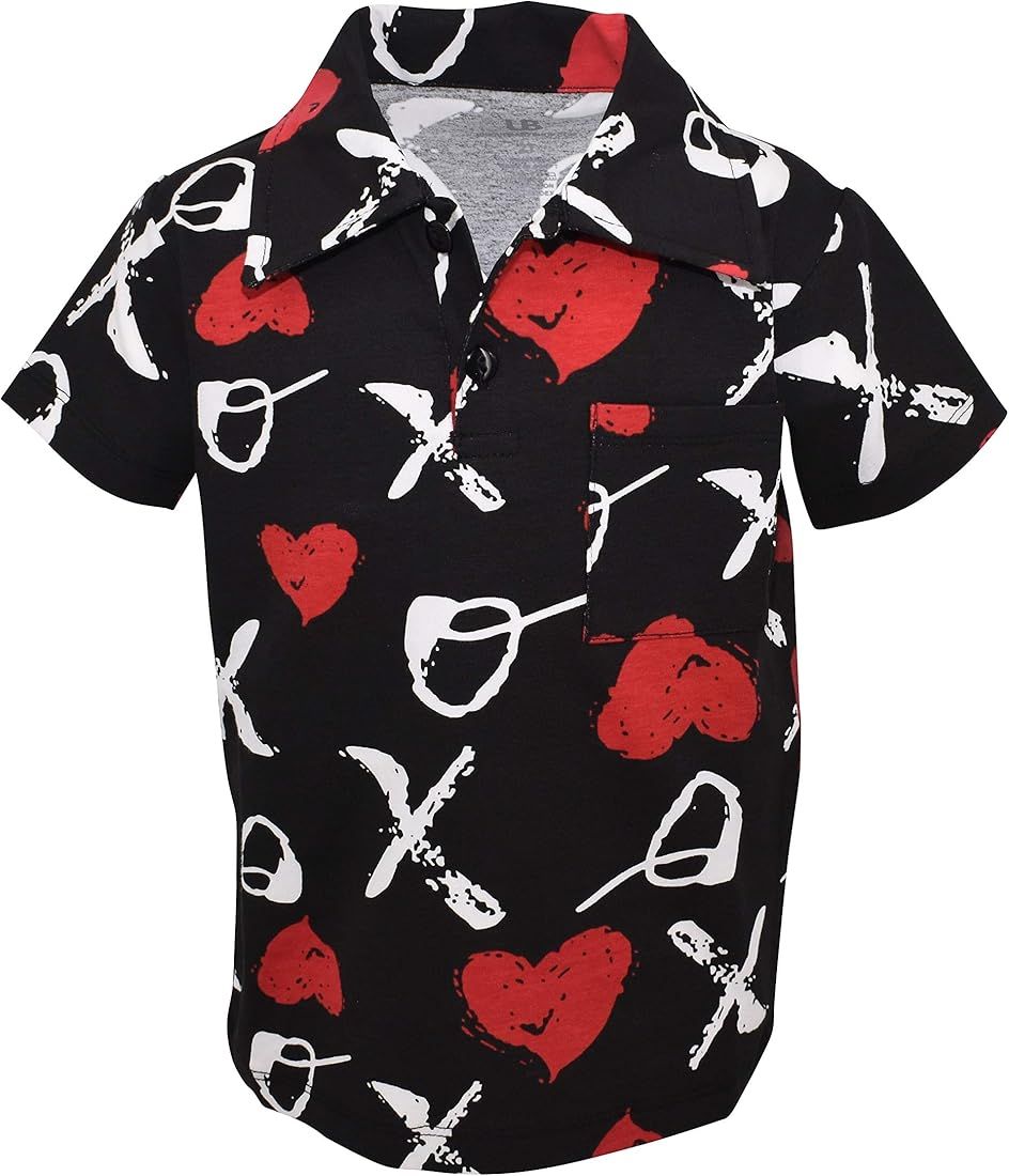 Unique Baby Boys Valentine's Day XOX Print Polo Pullover Shirt | Amazon (US)