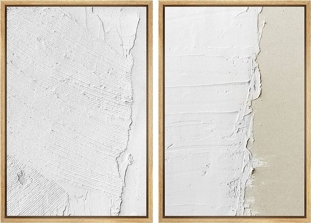 Ashbrook Framed Canvas Print Wall Art Set White & Tan Rustic Paint Stroke Collage Abstract Shapes... | Amazon (US)