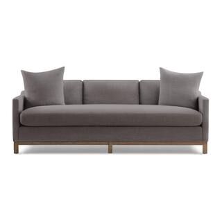 Delano 91.5 in. W Square Arm Linen Blend Straight Performance Fabric Sofa in Gray Charcoal | The Home Depot