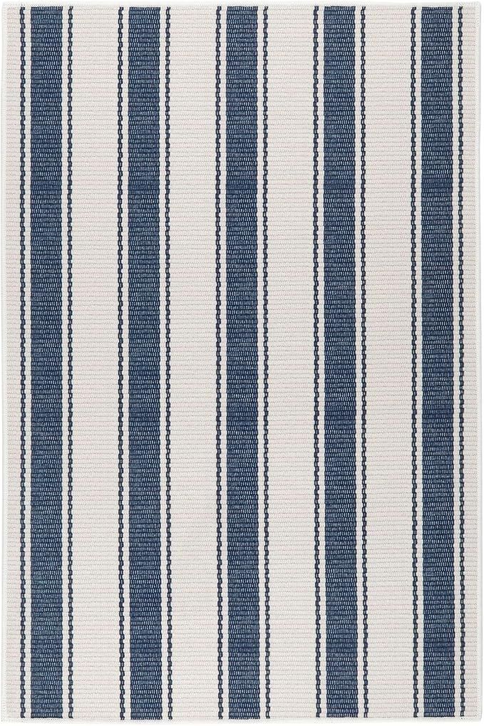 Dash & Albert Blue Awning Stripe Machine Washable Rug, 8 X 10 Feet, Blue Stripe Pattern | Amazon (US)