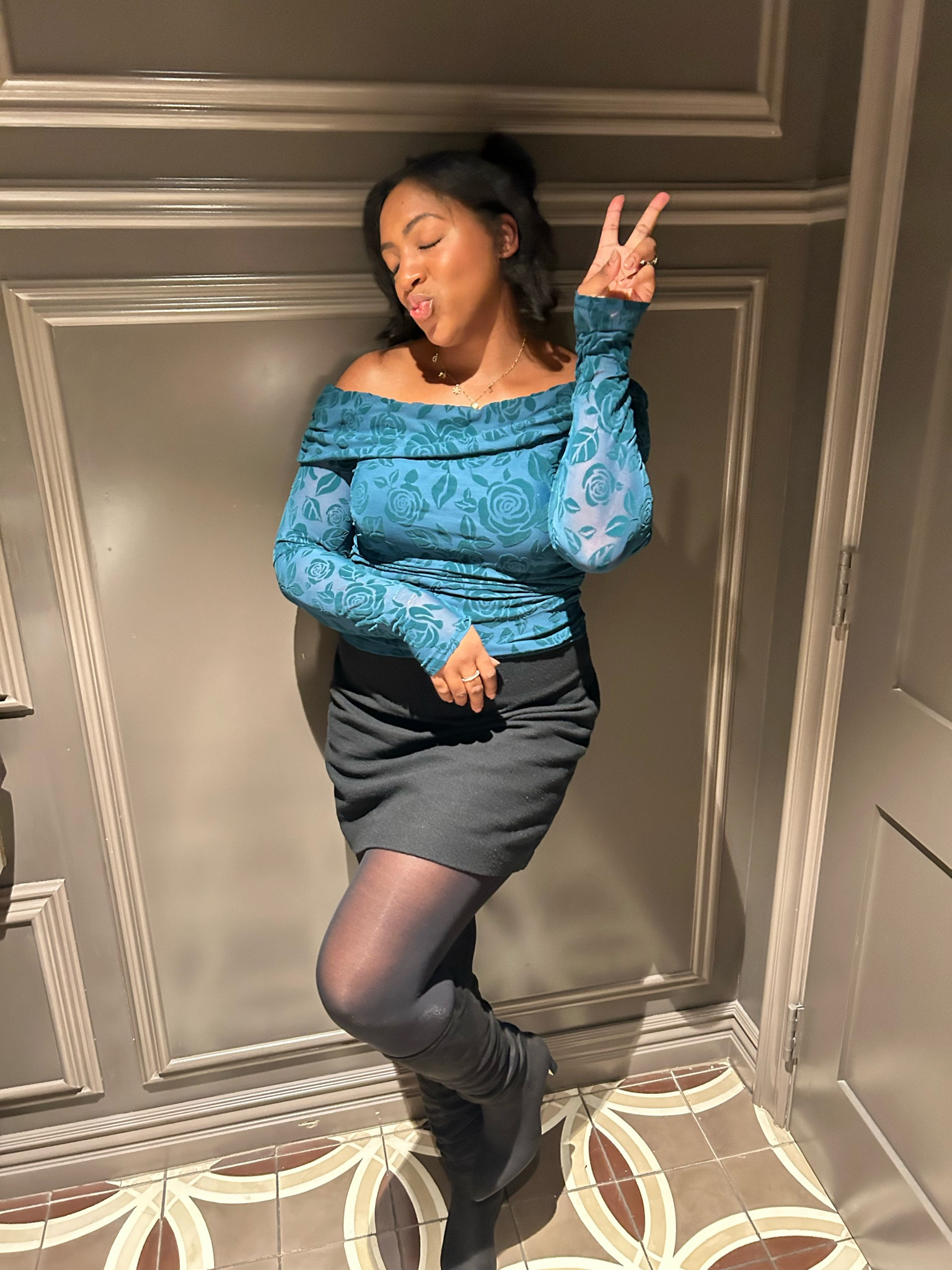 Love this off the shoulder look! Paired with suede black boots! Details linked here! 

#LTKStyleTip #LTKHoliday #LTKShoeCrush