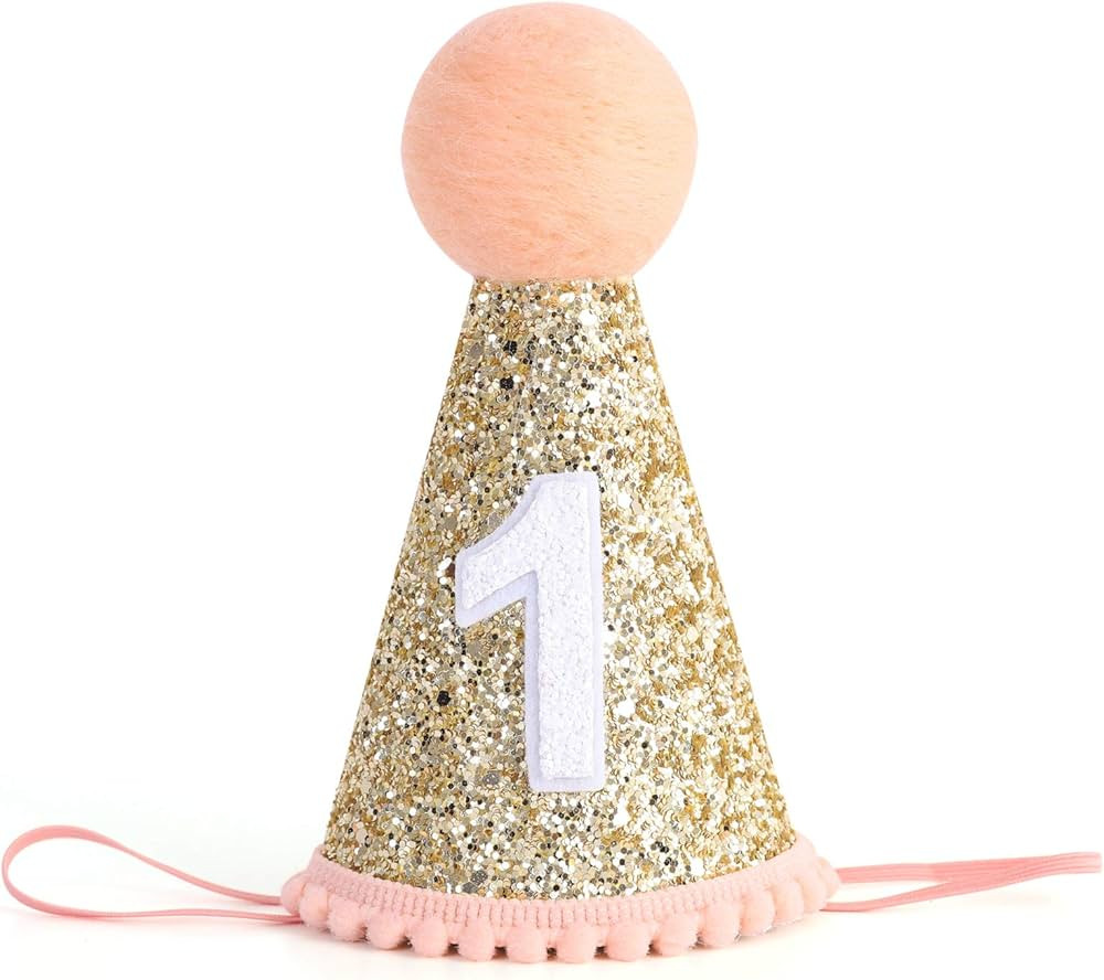 WAOUH Baby Birthday Crown Hat - Peach First Birthday Party Decor | Amazon (US)