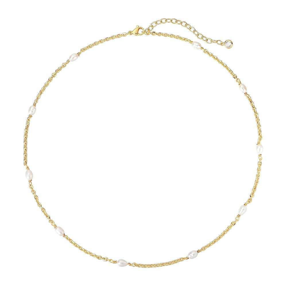 MTMY Beaded Necklaces for Women 14K Gold Plated Dainty Colorful Green/Rose Beaded Pearl Choker Ne... | Amazon (US)
