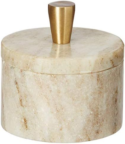 Queenza Salt Cellar with Lid - Brown Marble Salt Cellar with Premium Brass Knob - 3 Inch Salt Contai | Amazon (US)