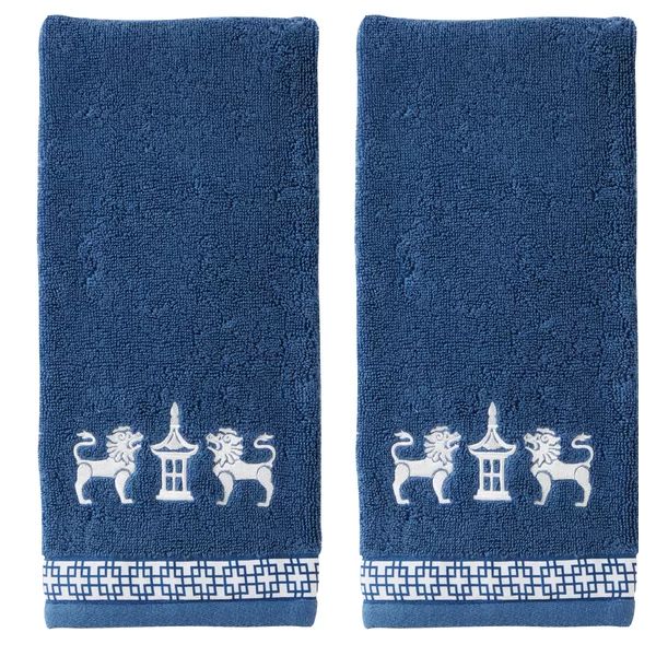 Vern Yip By Skl Home Chinoiserie 2 Piece Hand Towel Set In Navy (Set of 2) | Wayfair North America