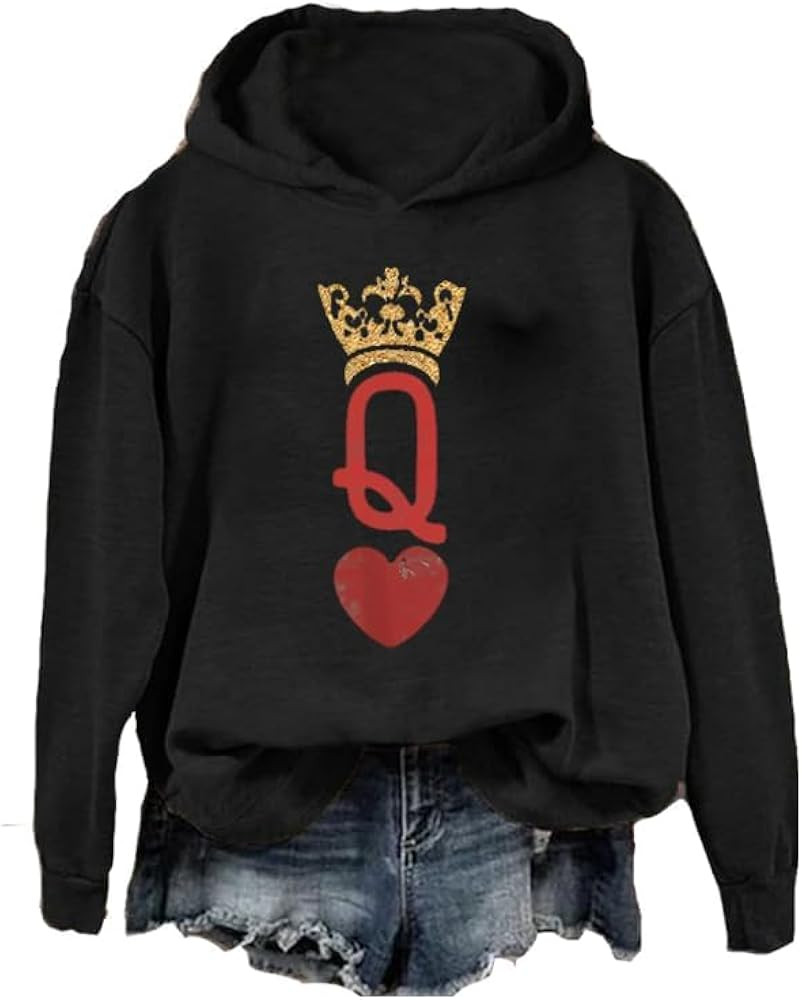 Queen Of Hearts Valentine'S Day Sweatshirt Heart Tops Heart Shirt for Women | Amazon (US)