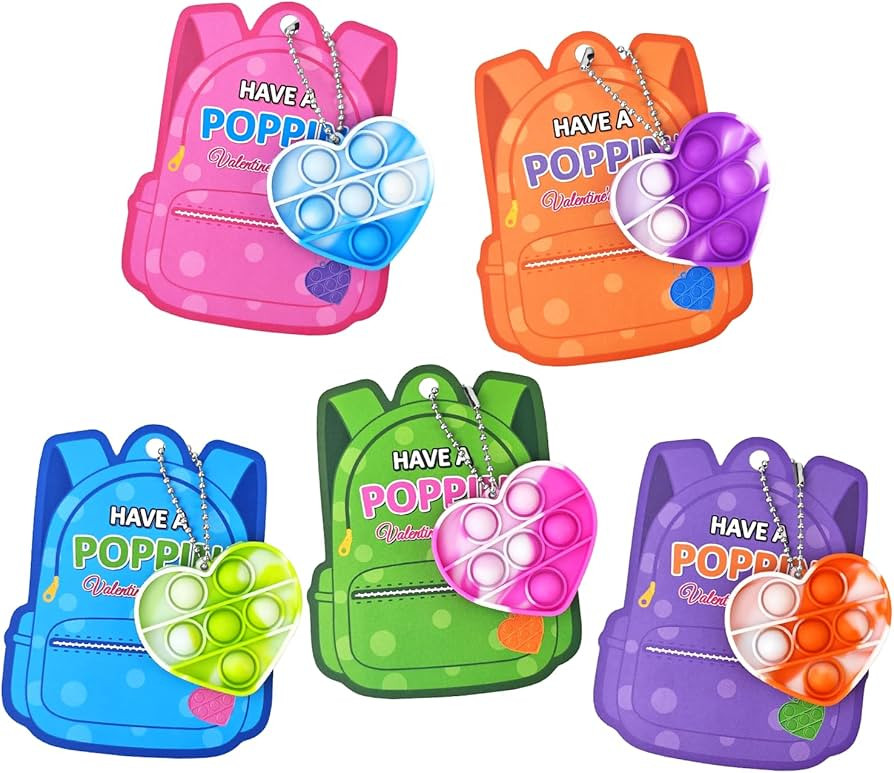 Valentines Day Gifts Cards for Kids Classroom 28 Pack,Mini Pop Keychain Fidget Toy with Class Exc... | Amazon (US)