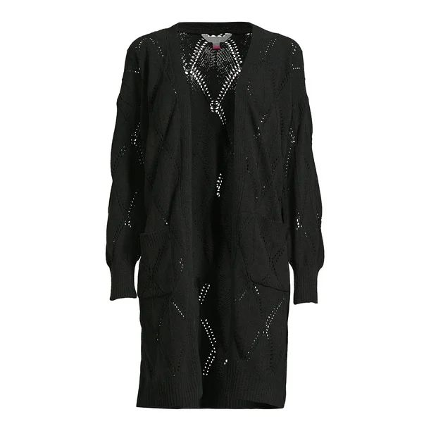No Boundaries Juniors’ Pointelle Duster Cardigan Sweater, Midweight, Sizes XS-XXXL - Walmart.co... | Walmart (US)