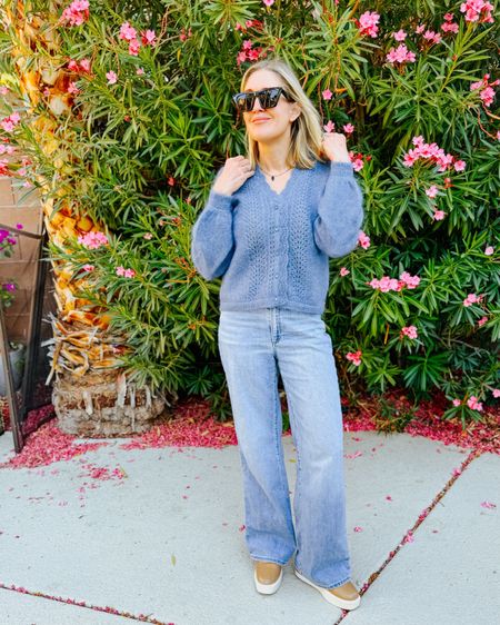 This Sezane sweater combines cozy and feminine and is perfect for dressing up or down. Fall outfits. Wide leg jeans. 
#sezane #frenchgirlstyle #widelegjeans #falloutfits 

#LTKover40 #LTKSeasonal #LTKstyletip