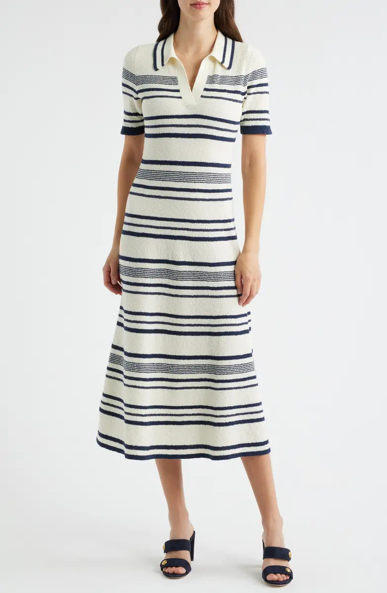 ZOE AND CLAIRE Stripe Midi Polo Sweater Dress | Nordstrom | Nordstrom