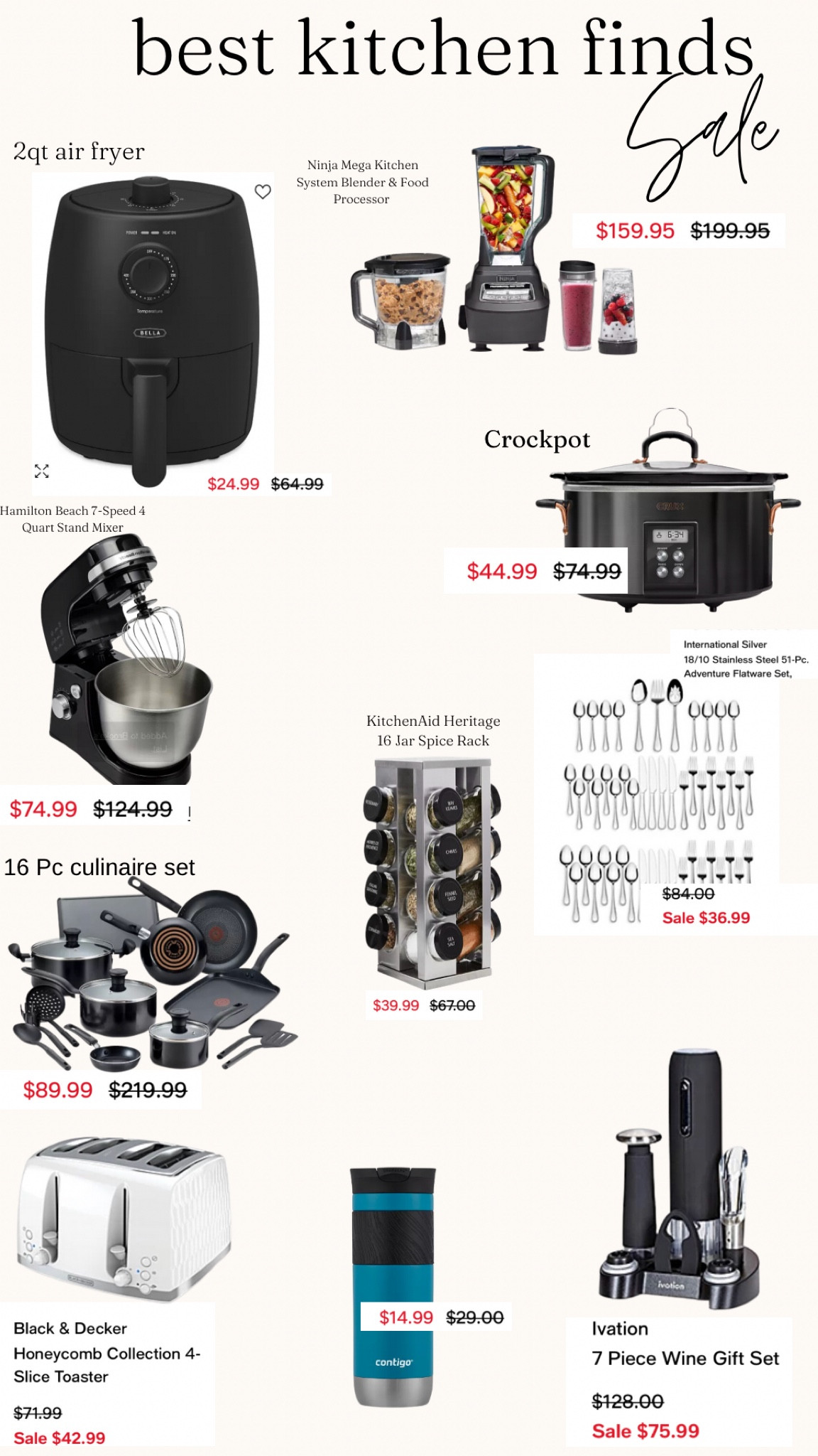 Unlock the heart of your home with unbeatable deals of this amazing Kitchen Finds Sale! 🍽️ From top-of-the-line Ninjas to versatile air fryers, there is something to elevate every culinary adventure or even just a basic meal! Spruce up your dining with a new silverware set and discover the joy of hassle-free cooking with a brand-new crock pot. Whether you're gifting a home chef or treating yourself, now is the perfect time to grab these kitchen essentials at prices that are too good to miss! #KitchenFinds #CulinaryMagic #DealAlert

#LTKSale #LTKsalealert #LTKGiftGuide