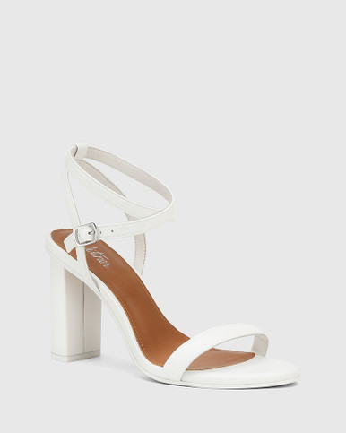 Raven White Leather Block Heel Sandal | Wittner