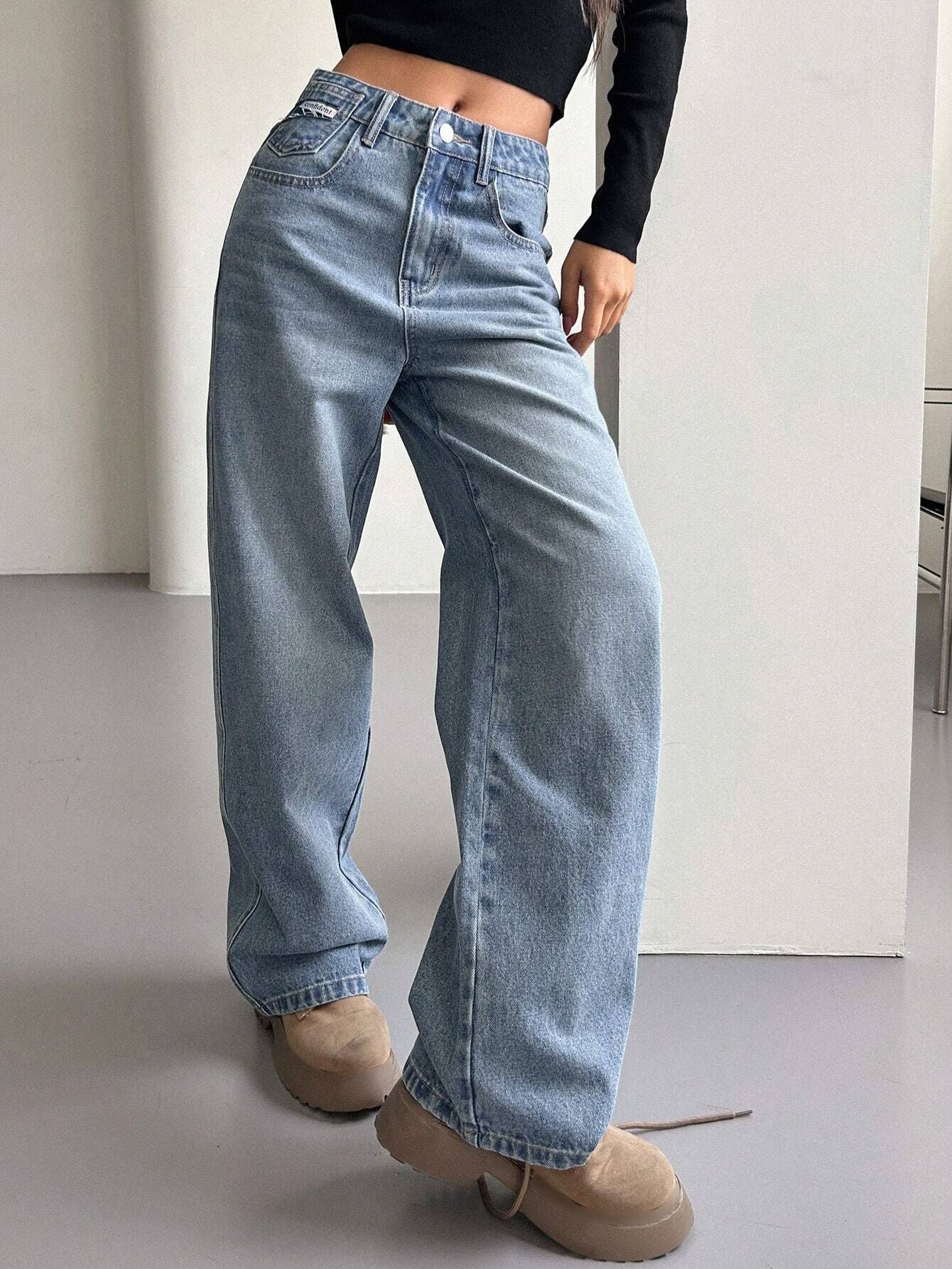 DAZY Slant Pocket Wide Leg Jeans | SHEIN
