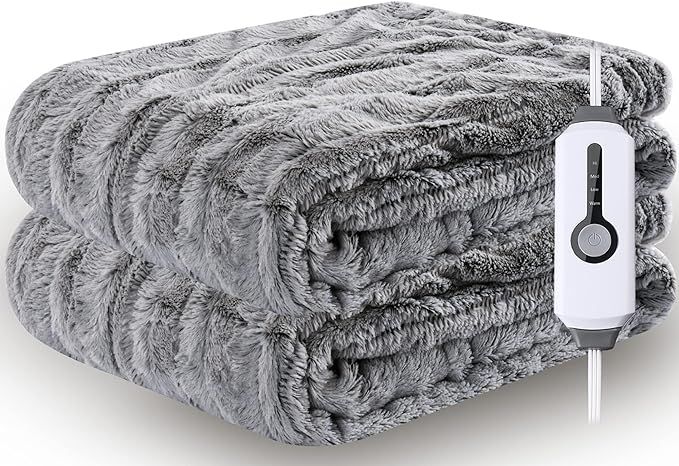 Electric Heated Throw Blanket Luxurious Faux Fur 50 x 60 inches, 4 Heating Levels & 3 Hours Auto ... | Amazon (US)