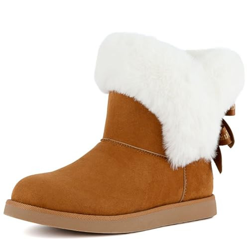 Juicy Couture Women's Slip On Winter Snow Boots Warm & Insulated Fur Lining Comfortable Fashion Booties-King 2-Chestnut-11 | Amazon (US)