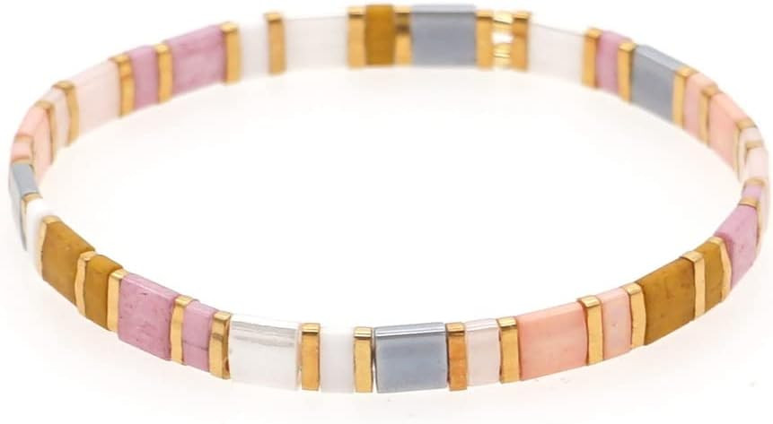 Tila Flat Beaded Stretch Bracelet for Women,Bohemian Friendship Bead Bracelets Handmade Stack Boh... | Amazon (US)