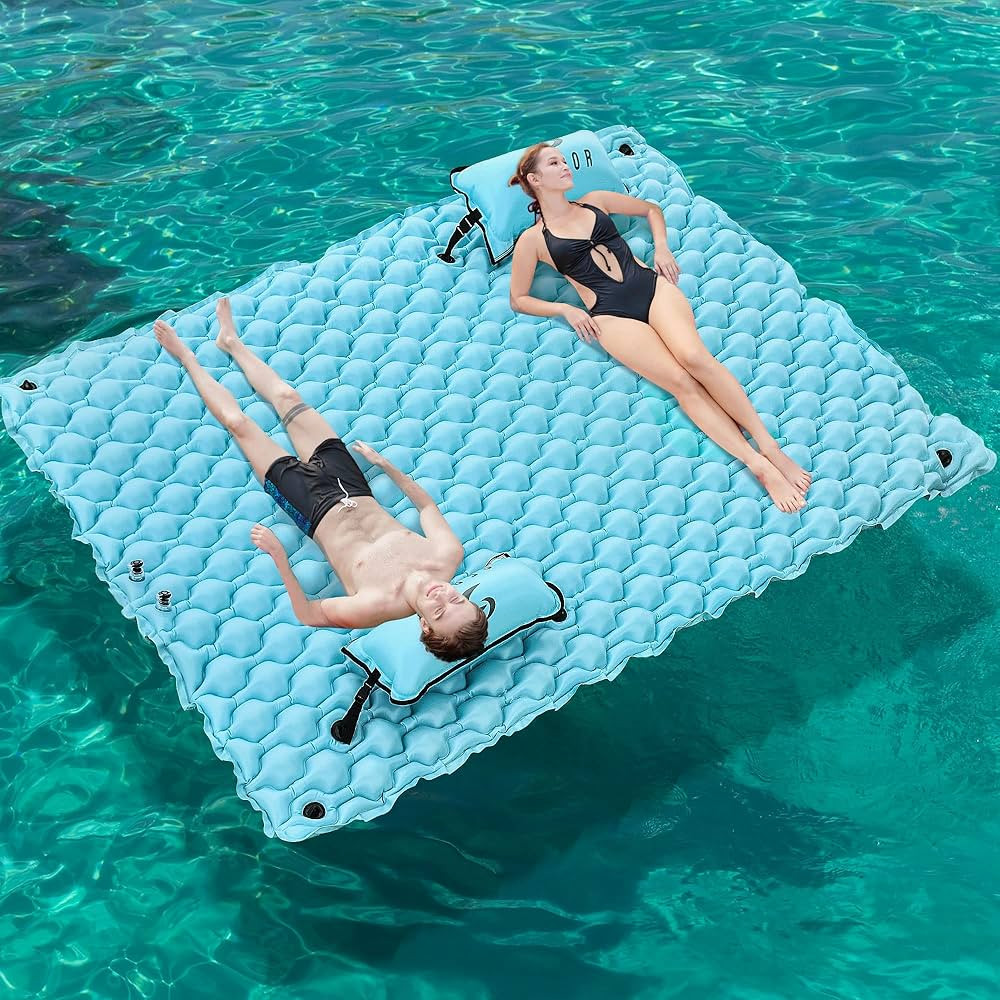 SEBOR Lake Floats with Pool Hammock,72"X 72"，114"X 90" Giant Inflatable Floating Mat for Lake P... | Amazon (US)
