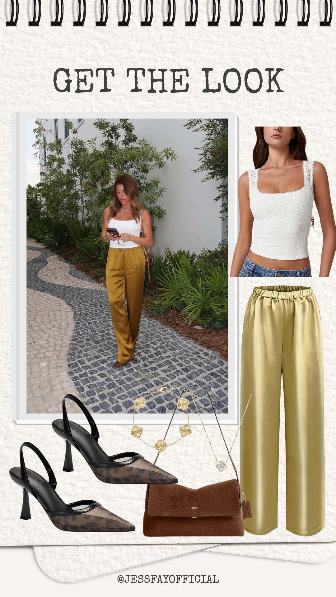 Strut through the summer with confidence in this chic look. Pair a lace trim tank with silky satin pants and finish with stylish heels and trendy accessories.

lace trim tank top, satin pants, wide leg pants, summer outfit, summer fashion, trendy heels, chic summer look, elegant summer style, summer fashion accessories, stylish summer outfit, summer fashion essentials, summer style inspiration, summer vacation outfit, summer evening look 

 #LTKootd #LTKOver40