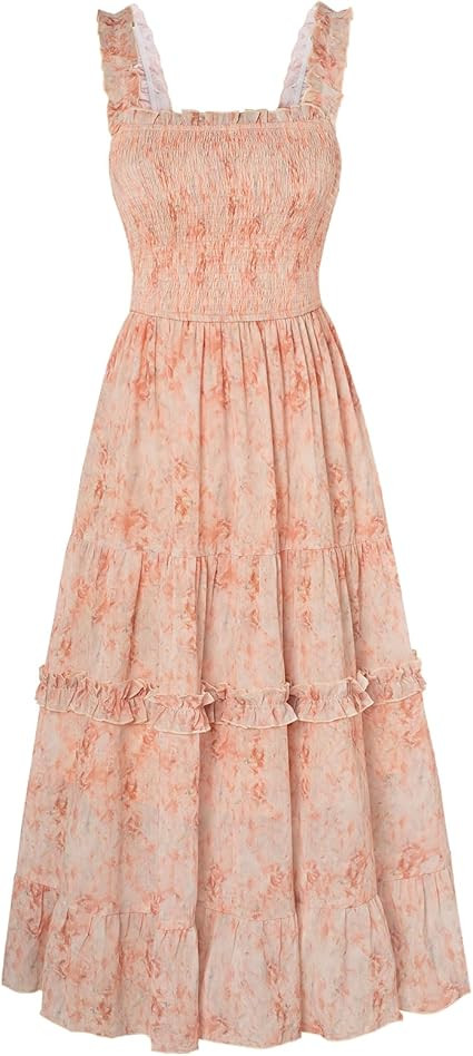 Scarlet Darkness Floral Dress for Women 2026 Flowy Sundress Smocked Cottagecore Dresses | Amazon (US)
