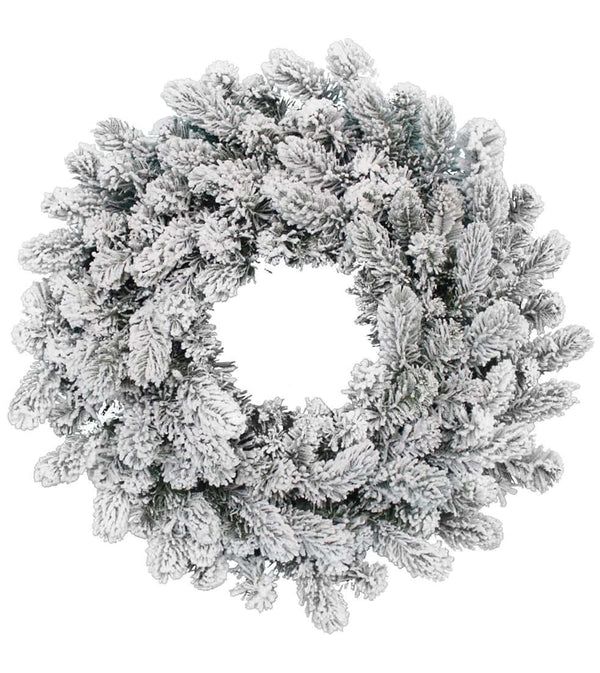 24" King Flock Artificial Christmas Wreath Unlit | King of Christmas
