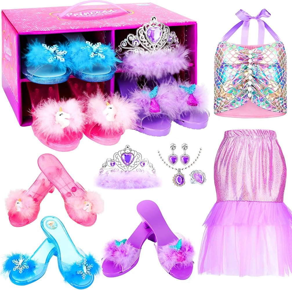 Mastom Princess Dress Up Shoes Set, Dress Up Toys Jewelry Boutique Set, Princess Dress Up Clothes... | Amazon (US)