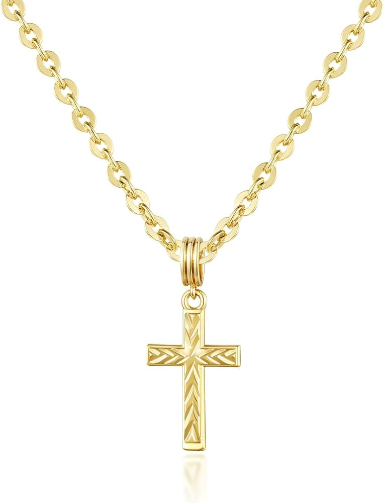 KissYan Layered Cross Necklace for Women, 14K Gold Plated Cubic Zirconia Pendant Necklaces Cross ... | Amazon (US)