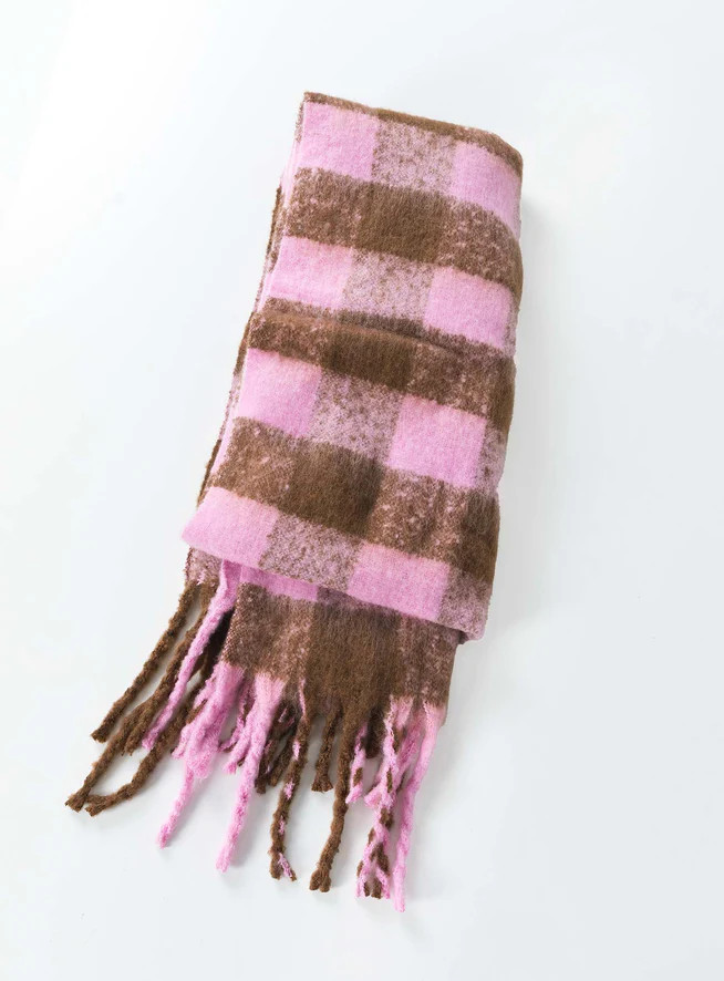 Piero Check Scarf Pink / Brown | Princess Polly US