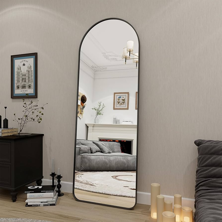 BEAUTYPEAK Arched Full Length Mirror, 64"x21" Rounded Coner Floor Length Mirror with Aluminum All... | Amazon (US)