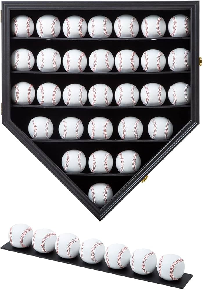 Baseball Display Frame Case Baseball Shadow Box Wall Cabinet Baseball Holders for 30 Balls Displa... | Amazon (US)