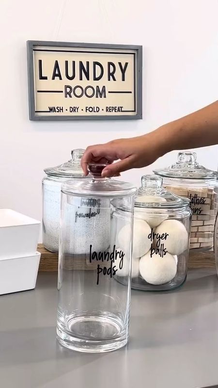 LINK IN BIO Guess who just had a laundry room makeover? Finally got around to restocking and organizing my laundry room, and let me tell you, it's a game-changer! Say hello to my new best friends: Glass Jars for Laundry Room Organization! 🍃🌀 Grab Yours Here: https://amzn.to/49zBq0H  These jars are seriously a lifesaver – easy to use and oh-so-chic! 😍 Plus, they come with stickers, but I found a script version I'm totally vibing with. 🖋️ Who knew organizing could be this fun? 🌈 Now, instead of cluttered bottles and containers, I keep everything tucked away in the closet, leaving my counter space looking sleek and clutter-free! 🚪🌿  Seriously, guys, if you're looking to level up your laundry room game, these glass jars are where it's at. 💫 Not only do they add a touch of elegance to the space, but they make finding what I need a breeze. 🌪️ No more hunting for that elusive detergent scoop or missing sock – it's all neatly stored and labeled! 🧦🏷️  So here's to a laundry room that's not only functional but also aesthetically pleasing. 🥂 Who knew organization could be so satisfying? 🌟 Let's make laundry day a little brighter, one glass jar at a time! 💖 #laundryroomgoals  #OrganizeInStyle  #laundryroom  #organizedlife  #organizedhome  #founditonamazon  #amazonfinds  #amazonhomefinds 

#LTKstyletip #LTKhome